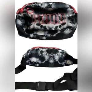 Puma Tie Dye Fanny Pack Waist Bag Black Hot Pink‎ Adjustable Strap Pre Owned